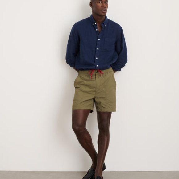 Alex Mill Straight Leg Nylon Utility Shorts Olive Green Medium NWT - Picture 3 of 4